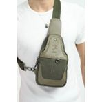 Kanvas Çok Bölmeli Günlük Çapraz Askılı Omuz Çantası - Boy 26 cm En 14 cm Derinlik 6 cm - Haki
