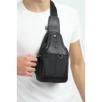 Kanvas Çok Bölmeli Günlük Çapraz Askılı Omuz Çantası - Siyah - Boy 26 cm En 14 cm Derinlik 6 cm