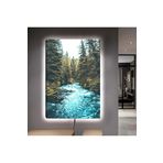 Kanvas Dağlar Ve Akarsu Manzarali Ledli Tablo 90 X 60
