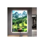Kanvas Doğa Ve Göl Manzarali Ledli Tablo 50 X 70