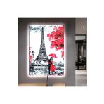 Kanvas Eiffel Kulesi Ve Aşiklar Ledli Tablo 90 X 60