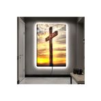 Kanvas Gökyüzü Arka Planli Hristiyanlik Haç Sembolu Ledli Tablo 50 X 70