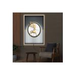 Kanvas Gri Arka Planli Altin Geyik Modern Ledli Tablo 70 X 100