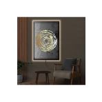 Kanvas Gri Arka Planli Altin Soyut Desenli Modern Ledli Tablo 90 X 60