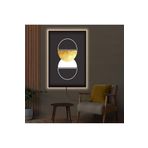 Kanvas Gri Arka Planli Altin Ve Beyaz Şekiller Modern Ledli Tablo 50 X 70