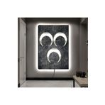 Kanvas Gri Arka Planli Gümüş 3 Hilal Ledli Tablo 90 X 60