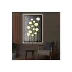 Kanvas Gri Arka Planli Krem Renkli Bitkiler Modern Ledli Tablo 70 X 100