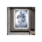 Kanvas Gri Arka Planli Sarilan Heykel Sanat Ledli Tablo 90 X 60