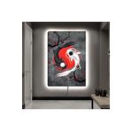 Kanvas Gri Arka Planli Yin Yang Sembolü Ledli Tablo 70 X 100