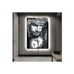 Kanvas Hristiyanlik Haç Sembolu Ve Siyah Beyaz Adam Ledli Tablo 50 X 70