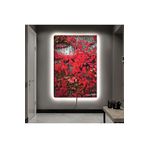 Kanvas Kayalik Ve Kirmizi Yapraklar Ledli Tablo 50 X 70
