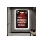 Kanvas Kirmizi Arka Planli Nazar Ayeti Allah Lafzi Ve Hz Muhammed Lafzi Dini Ledli Tablo 50 X 70