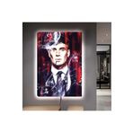 Kanvas Kirmizi Arka Planli Sigara Içen Tommy Shelby Ledli Tablo 90 X 60