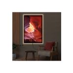 Kanvas Kirmizi Soyut Desenli Modern Ledli Tablo 70 X 100