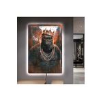Kanvas Kral Taçli Goril Ledli Tablo 50 X 70
