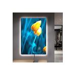 Kanvas Mavi Arka Planli Sari Laleler Ledli Tablo 50 X 70
