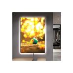 Kanvas Mavi Fincan Ve Sari Çiçekler Ledli Tablo 50 X 70