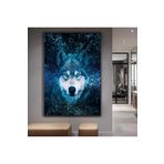 Kanvas Mavi Gözlü Kurt Tekli Tablo 40 X 60