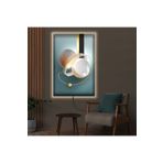 Kanvas Mavi Üzeri Soyut Desenli Modern Ledli Tablo 90 X 60