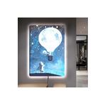 Kanvas Minimalist Insanlar Ve Beyaz Uçan Hava Balonu Ledli Tablo 90 X 60