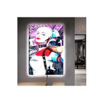 Kanvas Mor Grafiti Arka Planli Harley Quin Ledli Tablo 50 X 70