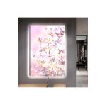 Kanvas Pembe Arka Planli Pembe Ve Beyaz Çiçekler Ledli Tablo 50 X 70
