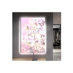 Kanvas Pembe Arka Planli Pembe Ve Beyaz Çiçekler Ledli Tablo 70 X 100