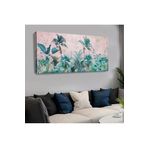 Kanvas Pembe Arka Planli Su Yeşili Amazon Bitkileri Yatay Tablo 120 X 60