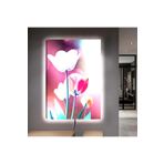 Kanvas Pembe Ve Beyaz Çiçekler Ledli Tablo 70 X 100