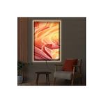 Kanvas Pembe Ve Sari Soyut Desenli Modern Ledli Tablo 50 X 70