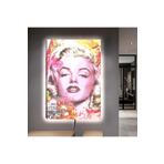 Kanvas Renkli Arka Planli Marilyn Monroe Ledli Tablo 90 X 60