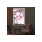 Kanvas Renkli Arka Planli Pembe Çiçekler Ledli Tablo 90 X 60