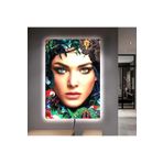 Kanvas Renkli Çiçekler Ve Kadin Ledli Tablo 50 X 70