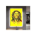 Kanvas Sari Arka Planli Bob Marley Ledli Tablo 90 X 60