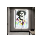 Kanvas Sigara Içen Siyah Beyaz Yaşli Adam Ledli Tablo 50 X 70