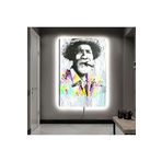 Kanvas Sigara Içen Siyah Beyaz Yaşli Adam Ledli Tablo 90 X 60