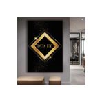 Kanvas Siyah Arka Planli Altin Dua Et Dini Tekli Tablo 50 X 70