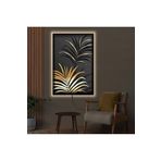 Kanvas Siyah Arka Planli Altin Ve Siyah Bitkiler Modern Ledli Tablo 70 X 100