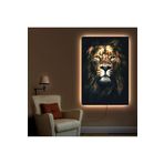 Kanvas Siyah Arka Planli Asil Aslan Ledli Tablo 90 X 60