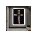 Kanvas Siyah Arka Planli Haç Sembolu Ledli Tablo 50 X 70