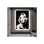 Kanvas Siyah Arka Planli Marilyn Monroe Ledli Tablo 50 X 70