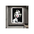 Kanvas Siyah Arka Planli Marilyn Monroe Ledli Tablo 70 X 100
