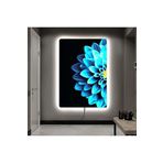 Kanvas Siyah Arka Planli Mavi Çiçek Ledli Tablo 90 X 60