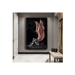 Kanvas Siyah Arka Planli Pembe Kanatli Melek Tekli Tablo 40 X 60