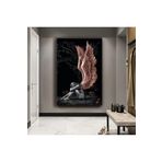 Kanvas Siyah Arka Planli Pembe Kanatli Melek Tekli Tablo 90 X 60
