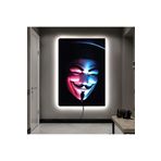 Kanvas Siyah Arka Planli Pembe Ve Mavi V For Vendetta Ledli Tablo 90 X 60