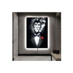 Kanvas Siyah Arka Planli Takim Elbiseli Sigara Içen Aslan Ledli Tablo 90 X 60