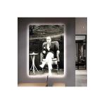 Kanvas Siyah Beyaz Oturan Mustafa Kemal Atatürk Ledli Tablo 50 X 70