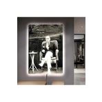 Kanvas Siyah Beyaz Oturan Mustafa Kemal Atatürk Ledli Tablo 70 X 100