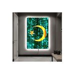 Kanvas Siyah Üzeri Mavi Piriltili Ters Altin Ay Yildiz Ledli Tablo 50 X 70
